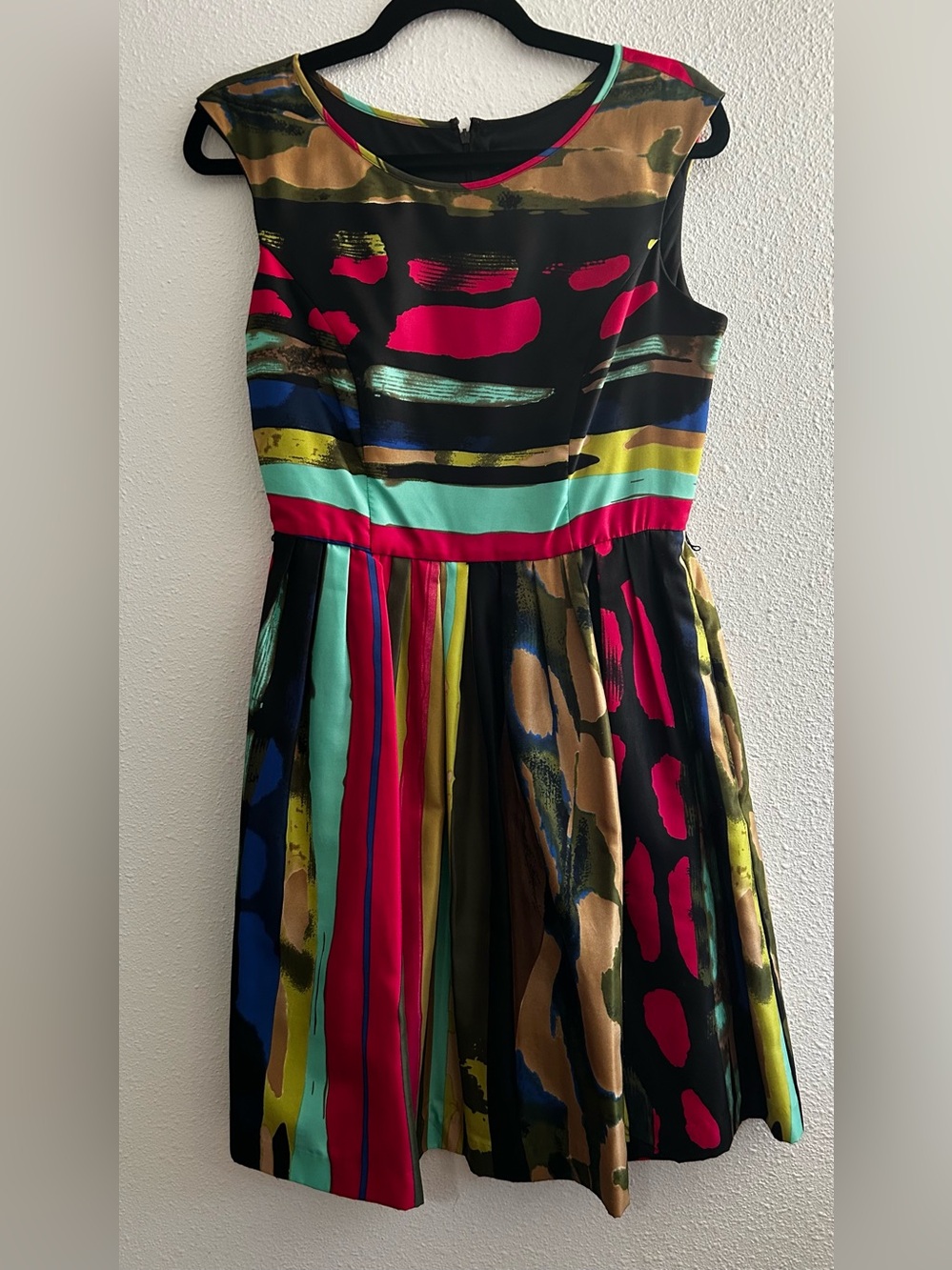 Ellen Tracy Bold Multicolor Brushstroke Fit-and-Flare Dress
